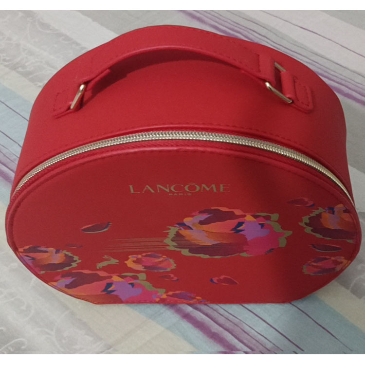 兰蔻红色简约时尚水桶包化妆包收纳包小样包