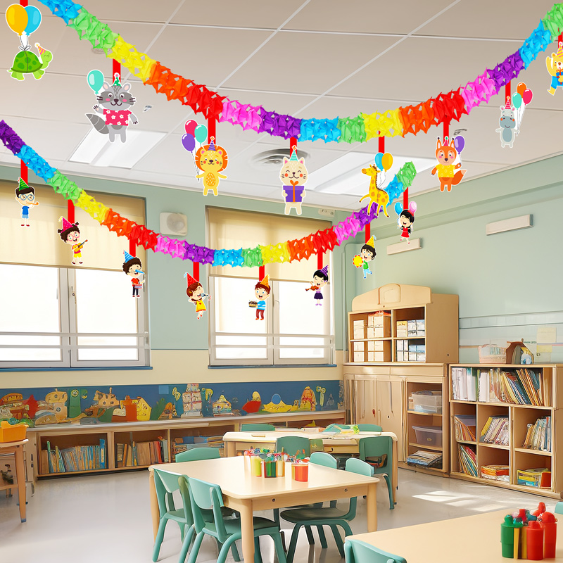 六一儿童节装饰拉旗幼儿园教室班级氛围场景布置彩旗吊旗拉花环创