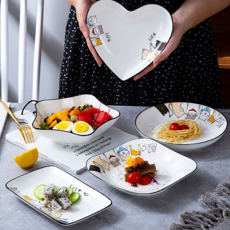 筷创可爱陶瓷菜盘子餐盘创意餐具卡通盘子碟子家用菜碟网红北欧水