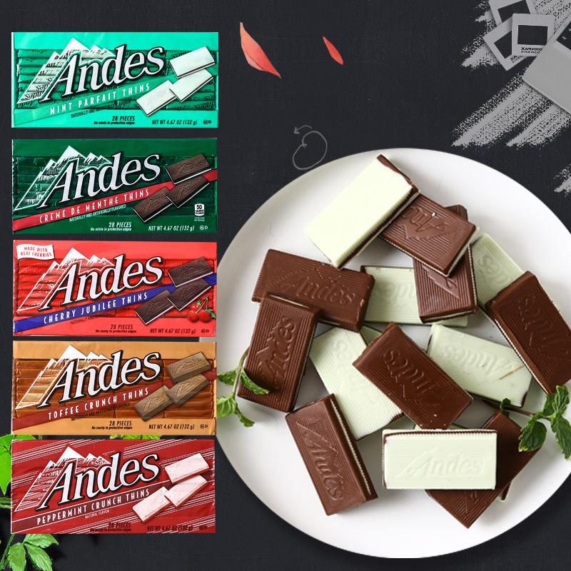 美国Andes安迪士薄荷巧克力单双层薄荷夹心儿童生日零食送人礼物