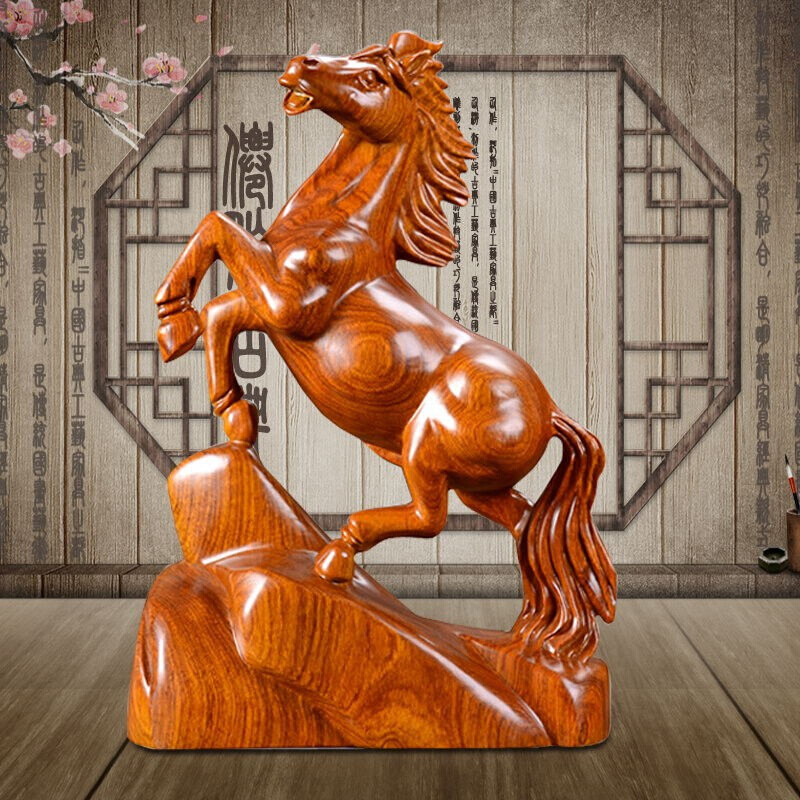 天好花梨木雕马摆件红木马实木工艺品办公室饰品非洲花梨木雕刻马