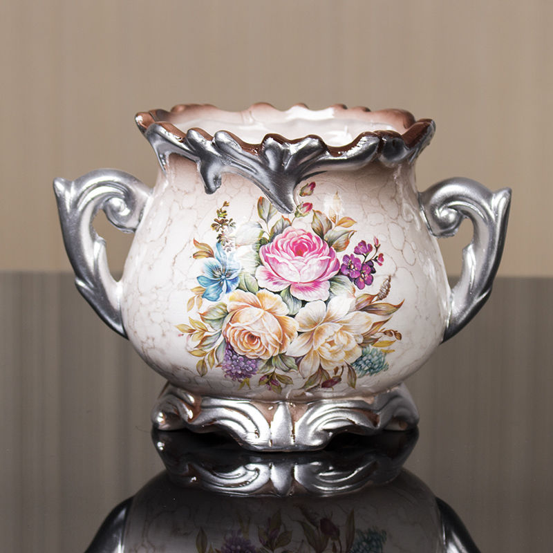 陶瓷花瓶欧式茶几客厅插花假花摆件新中式仿真花干花满天星玻璃瓶