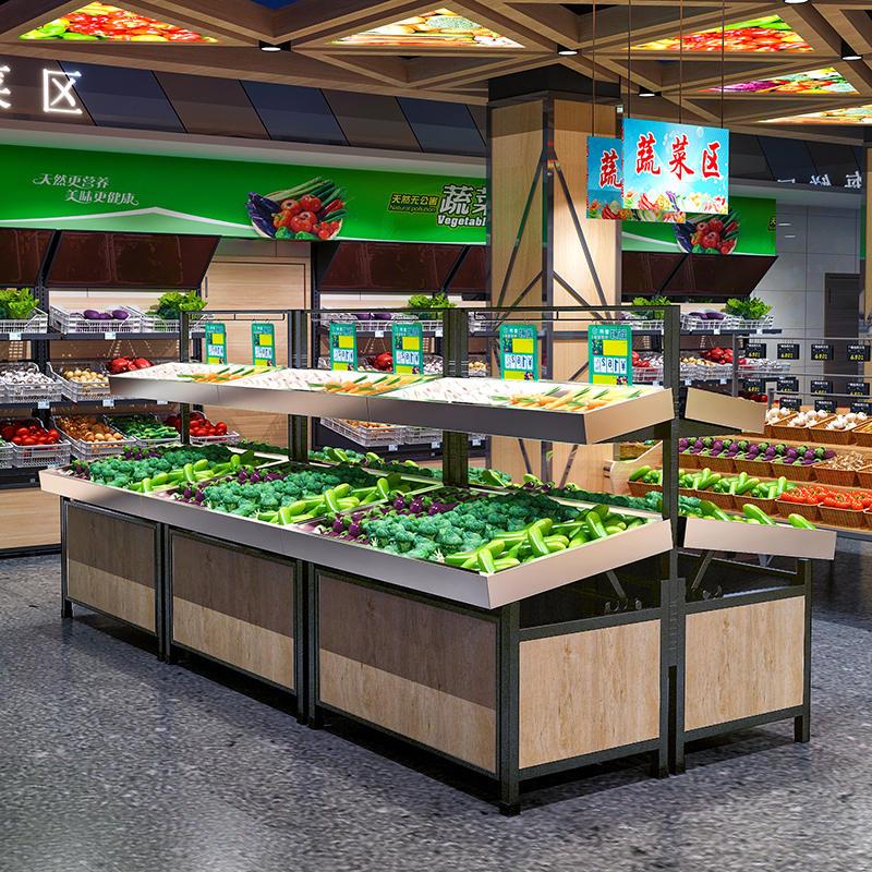 蔬菜货架果蔬不锈钢多层永辉超市水果菜店架子便利店生鲜货架