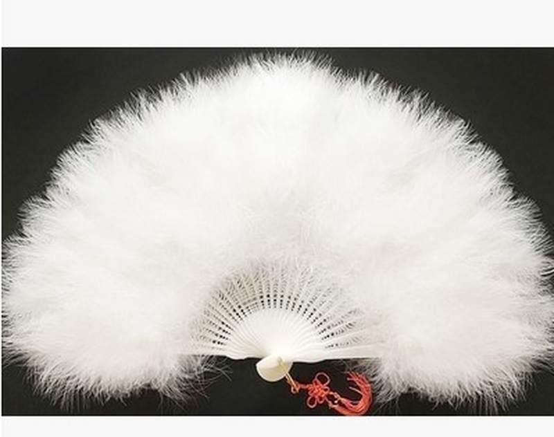 优选服装舞蹈扇扇子纯白色折扇旗袍走秀新款演出古典舞蹈白色羽毛