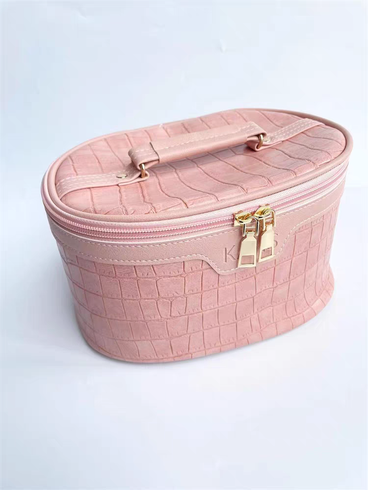 韩束赠品化妆包粉色双拉链大容量便携化妆盒手提旅行收纳包洗漱包