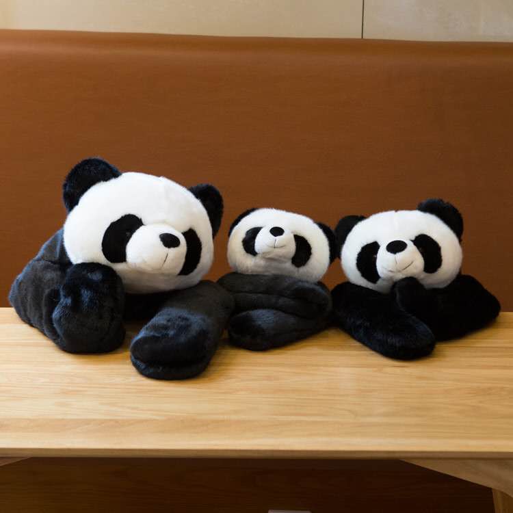 默奇毛绒玩具可爱熊猫公仔趴趴姿势大熊猫搭肩毛绒玩具动物园玩偶