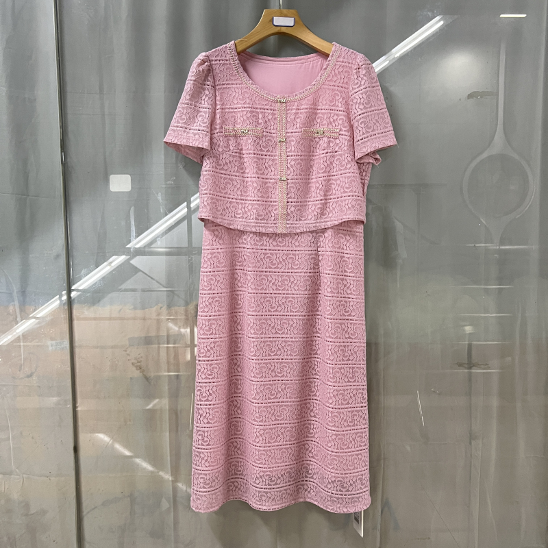 蔻K24BL055商场专卖2024夏时尚品质女装蕾丝金边女人味气质连衣裙