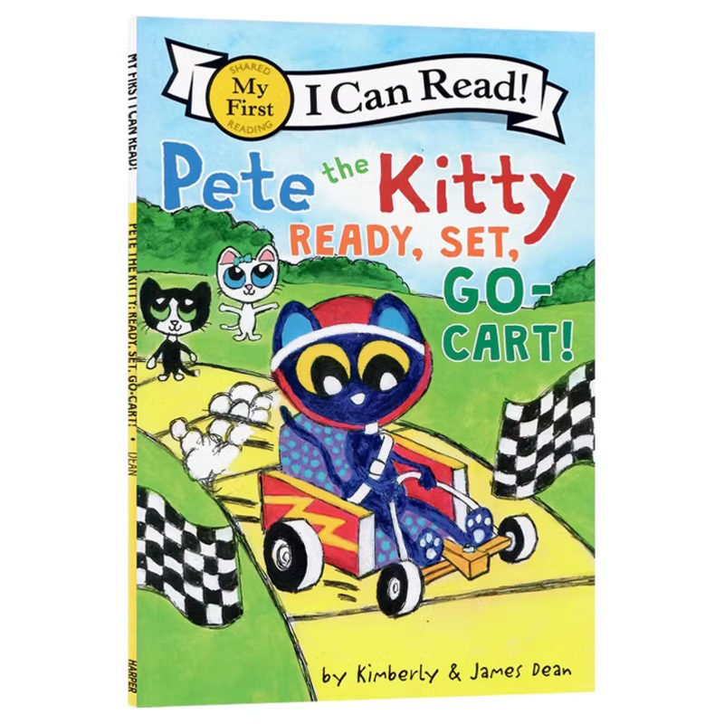 My First I Can Read系列皮特猫开卡丁车英文原版绘本Pete the Kitty Ready Set Go Cart儿童英语绘本分级阅读图画故事书进口书籍
