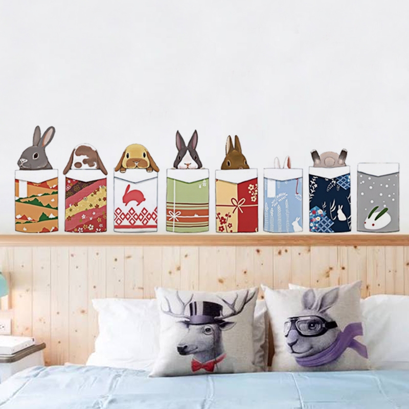 圣诞节卡通萌兔墙贴画儿童房卧室装饰品贴画餐厅玻璃橱窗布置贴纸