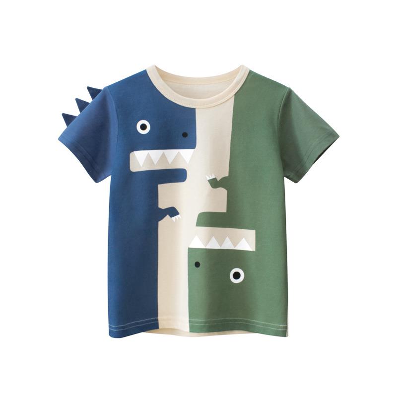 品牌童装夏季2024款 韩版儿童短袖T恤恐龙宝宝衣服一件代销
