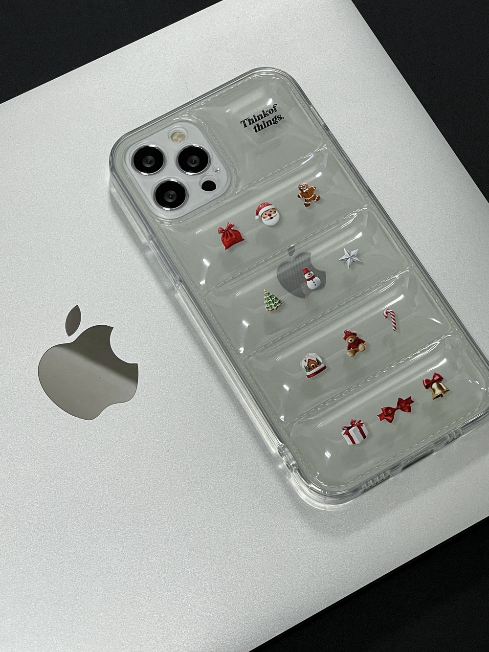 韩国代购 官网正品 ins小众设计 圣诞风羽绒服透明手机壳 苹果iPhone15气囊保护壳