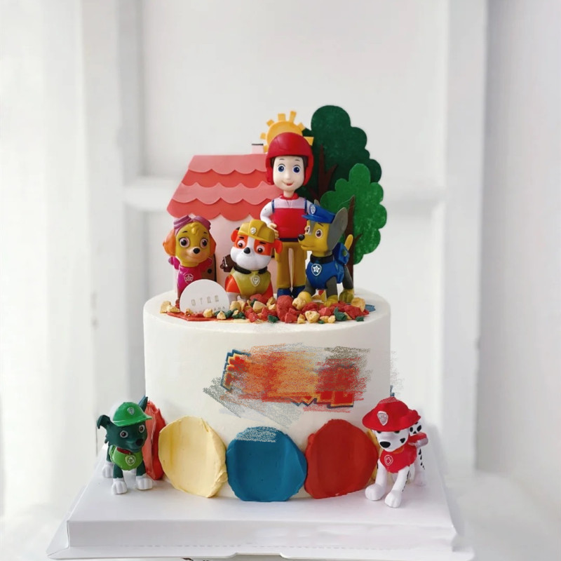 儿童蛋糕装饰摆件6款狗狗救援生日蛋糕布置烘焙装扮玩具蛋糕插牌