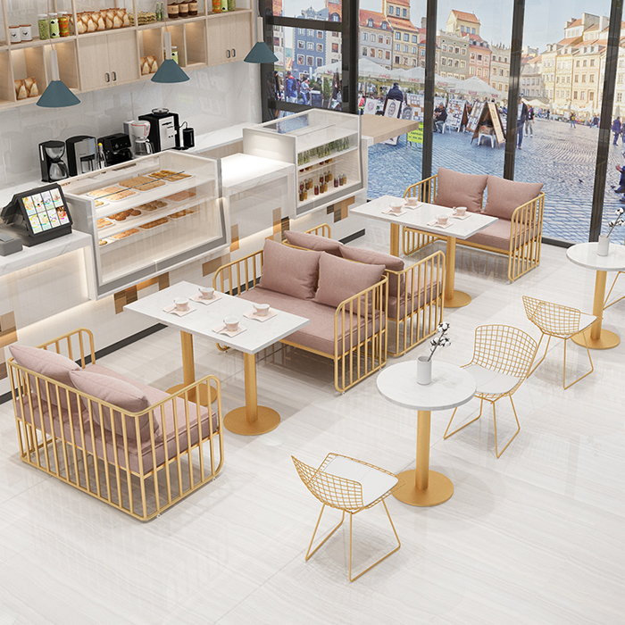 网红ins奶茶店桌椅组合咖啡厅休闲酒吧卡座沙发造作读白文艺家具