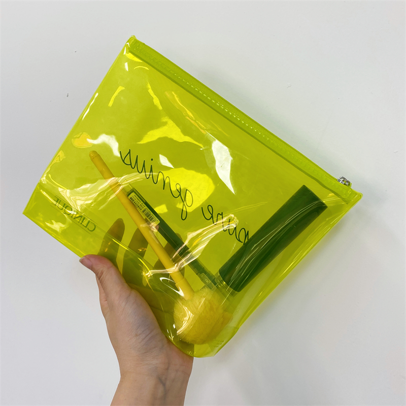 倩碧黄绿色透明便携简约旅行洗漱包手拿防水化妆品收纳包
