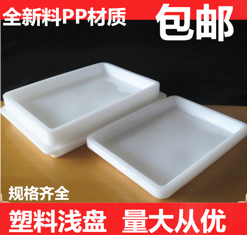 白色长方形冰盘冰鲜盘收纳盒小方盒储物塑料方盘食品料理盆包邮