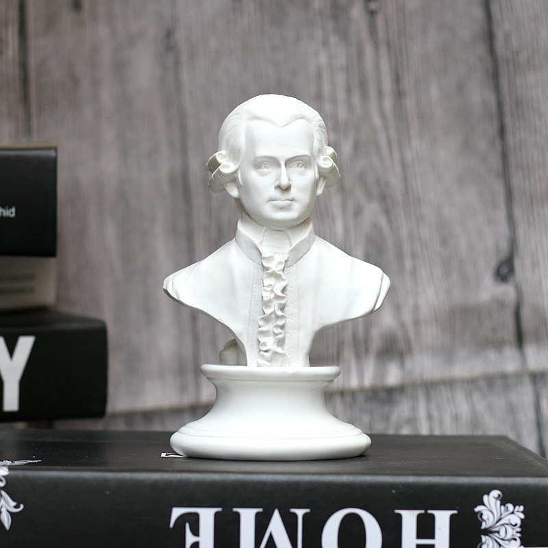 欧洲音乐家莫扎特雕塑小石膏头像树脂工艺品钢琴摆件客厅书房家居