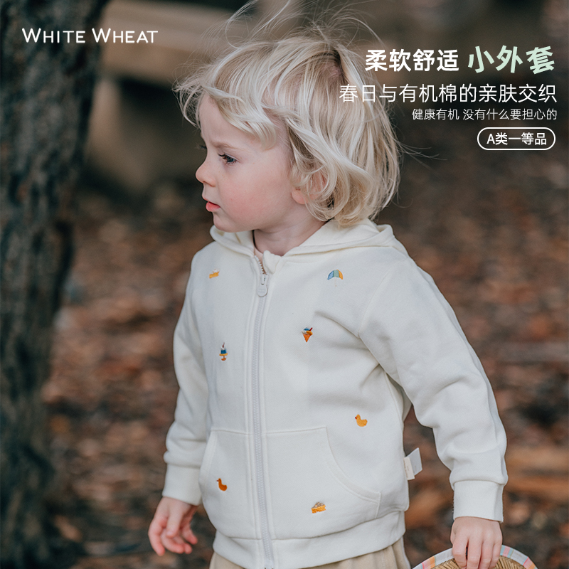 whitewheat儿童2024春季新款纯棉外套男女童外出洋气宝宝时髦上衣