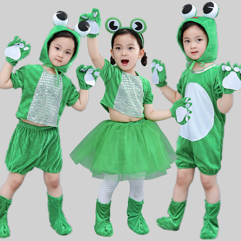元旦儿童动物服小青蛙演出服小跳蛙舞蹈服小蝌蚪找妈妈青蛙表演服