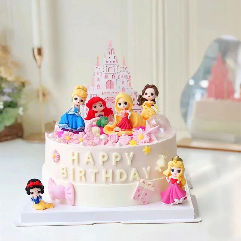 公主蛋糕装饰摆迪士尼城堡插件白雪公主儿童宝宝生日烘焙甜品屋