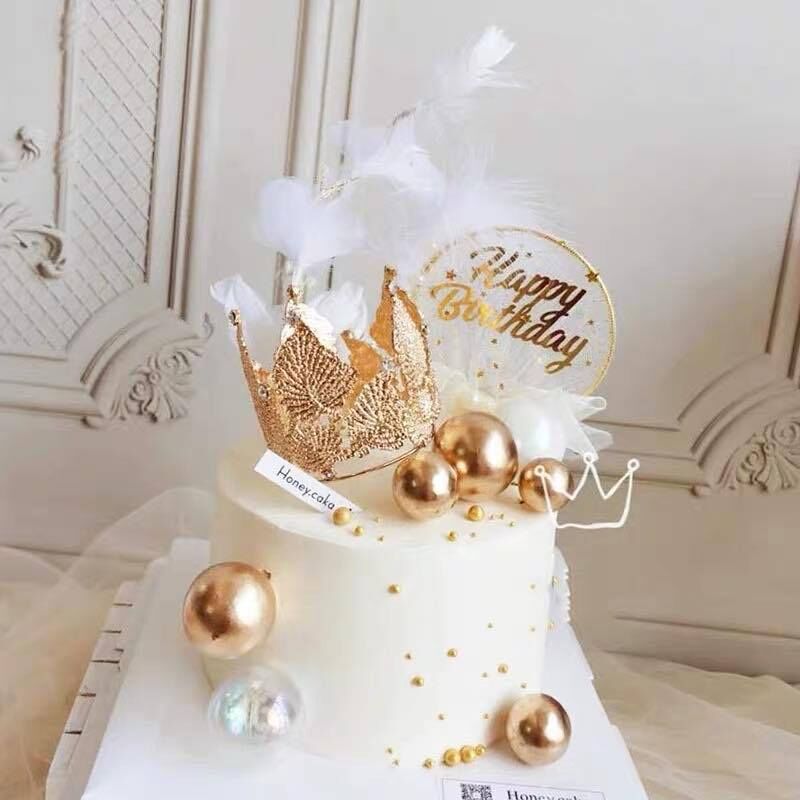 合金树叶皇冠叶子金色烘焙生日蛋糕装饰摆件新娘头饰派对装扮用品