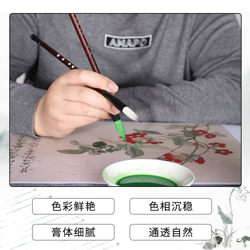 宣青高级中国花鸟画颜料套装22色工笔画材料颜料初学者写意水墨画