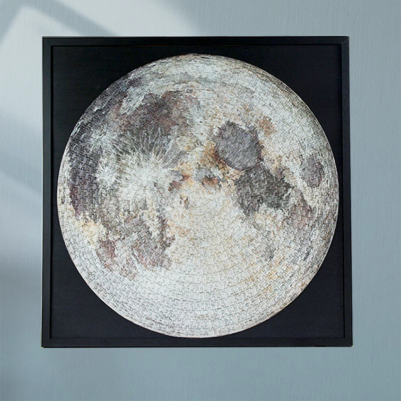 月球拼图1000片成年超难减压益智玩具带实木框生日礼物月亮拼图