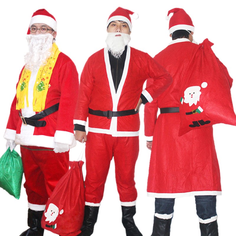 圣诞老人服装圣诞节礼物袋大人装扮衣套装男演出服女披肩衣服披风