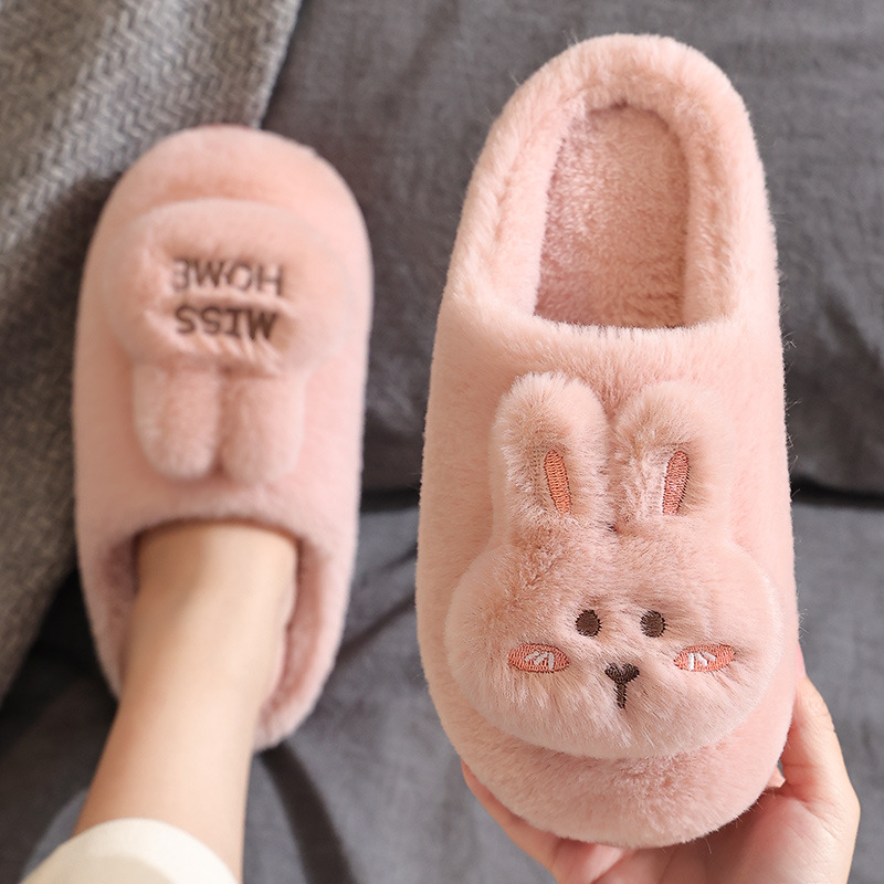 厂家直销2022冬季抖音兔子棉拖鞋家居家用外穿保暖网红月子鞋包跟