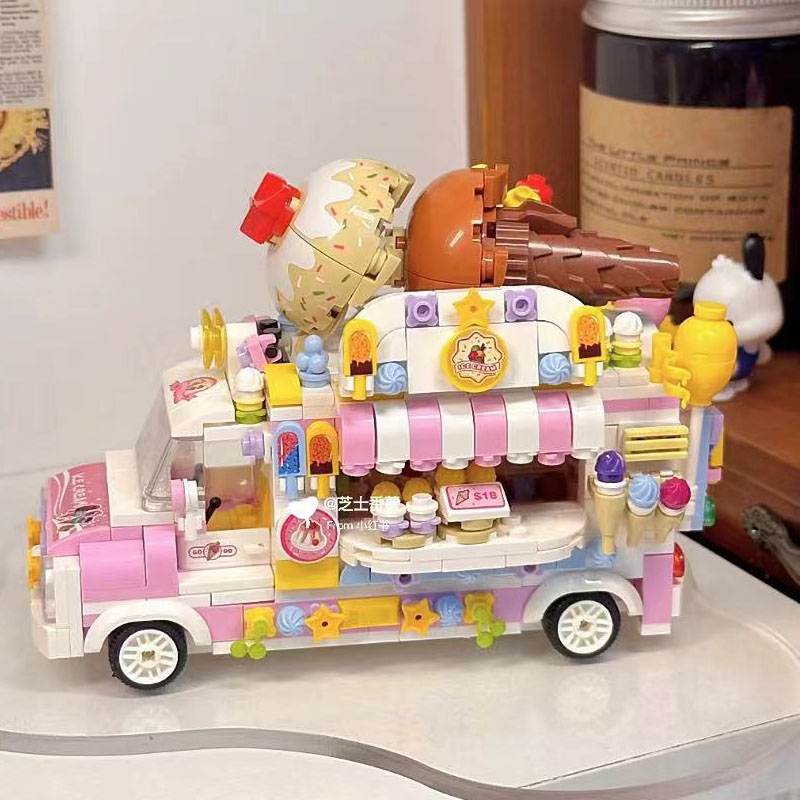 喵星人咖啡车女孩系列街景乐高积木汉堡冰淇淋车益智拼装玩具礼物