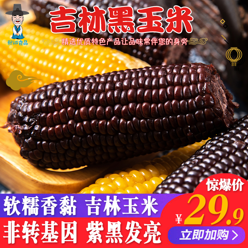禹稷芳华东北吉林黑糯玉米1300g/袋装非转基因真空玉米特产约七穗