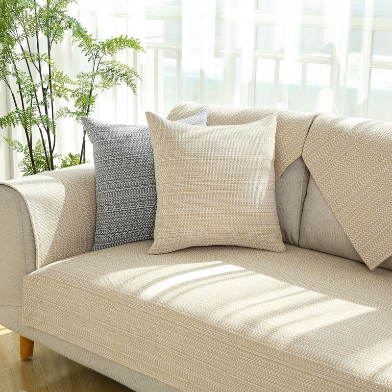纯色棉麻沙发垫布艺四季通用简约现代组合客厅实木防滑亚麻靠背巾