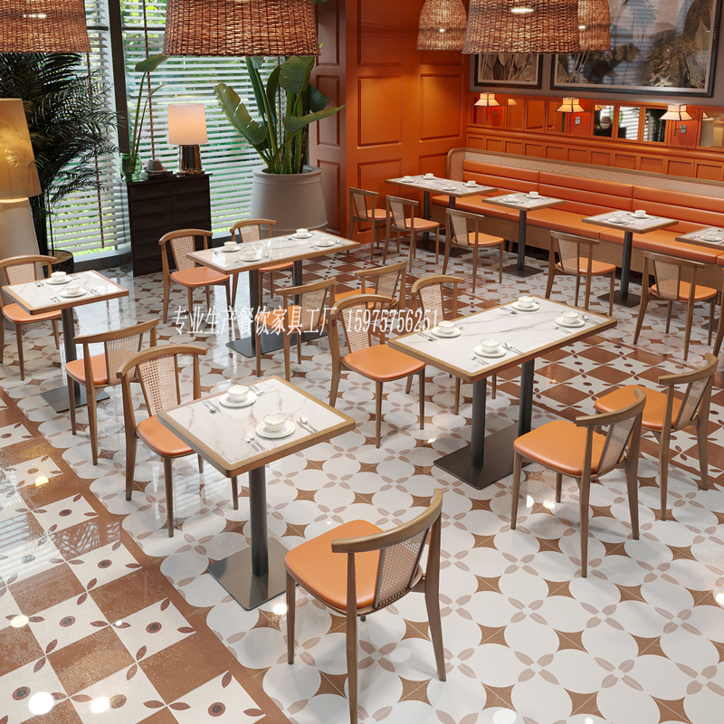 东南亚风主题茶餐厅桌椅卡座沙发餐饮店火锅店西餐厅桌椅组合商用
