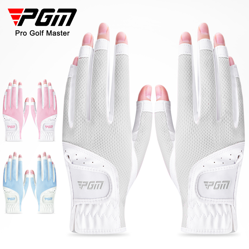 PGM 高尔夫手套女士露指手套透气网布防晒手指套左右双手