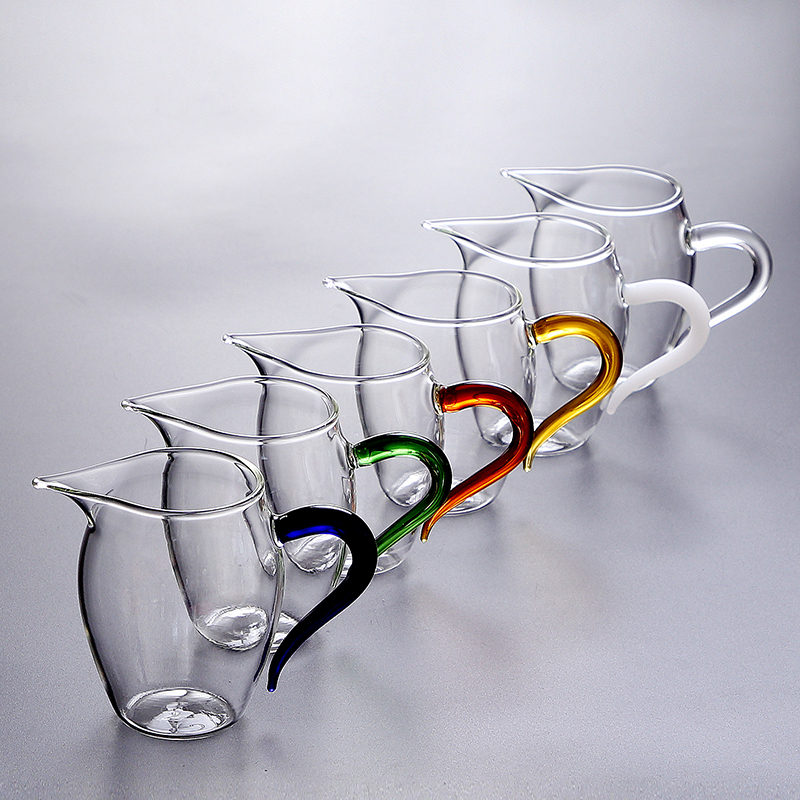 日式玻璃迷你公道杯小容量茶具配件小圆满公杯透明无把分茶器茶杯