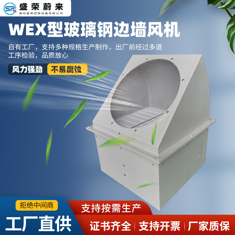 低噪声轴流式排烟通风机带防雨罩DWEX玻璃钢边墙风机