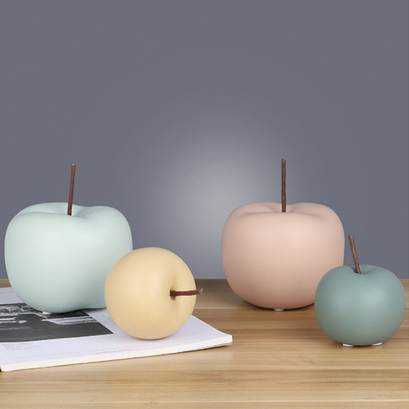 北欧陶瓷苹果摆件创意莫兰迪色苹果工艺品客厅样板房家居饰品摆设