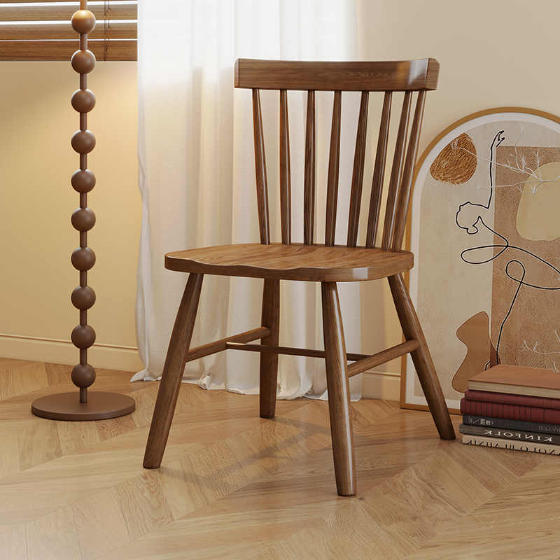 木造小屋全实木餐椅白蜡木椅子休闲椅咖啡厅椅胡桃色会议椅温莎椅