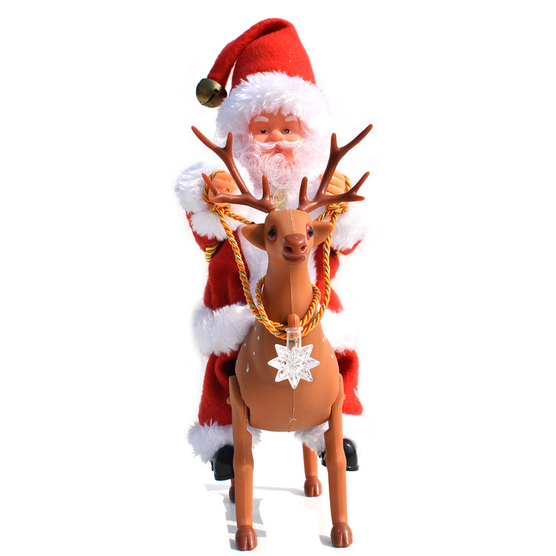 骑鹿圣诞老人电动音乐小公仔圣诞节装饰品摆件儿童玩具礼物礼品