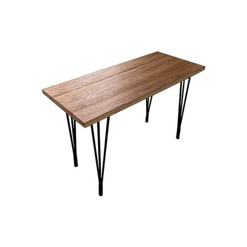榆木时光实木餐桌老榆木书桌复古吧台板家用铁腿桌子定制原木台面