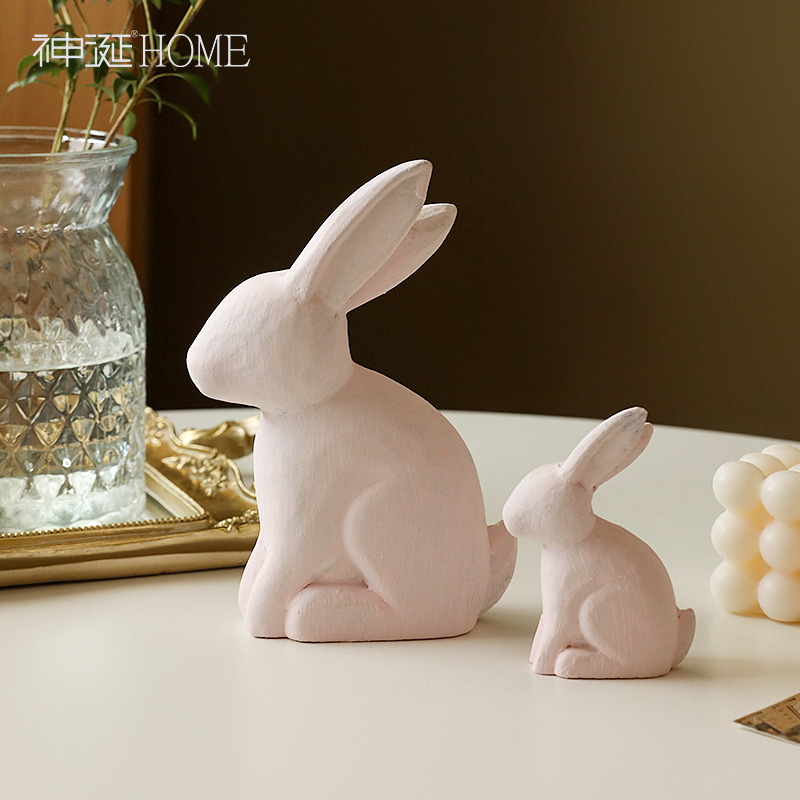创意可爱兔子摆件现代简约家居客厅装饰品房间布置电视酒柜小摆设