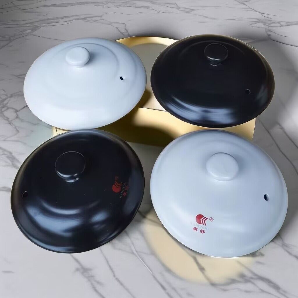 康舒陶瓷砂锅盖子瓦罐炖锅家用沙锅配件黑白盖汤煲单盖中药壶锅盖