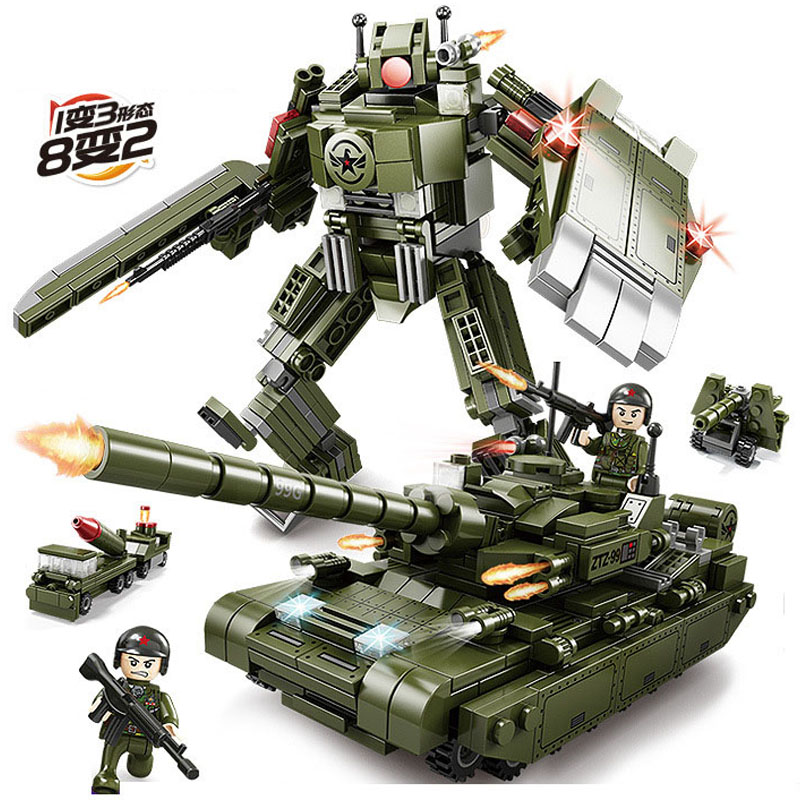 兼容乐COGO积高积木合体机甲变形军事99A主战坦克拼装男孩玩具