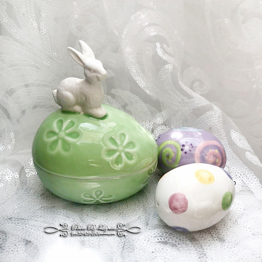 兔子宝贝蛋。外单外贸手绘陶瓷复活节彩蛋首饰盒糖盒居家装饰摆件