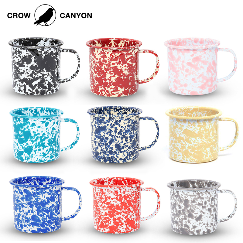 现货美国Crow Canyon Home搪瓷琺瑯马克杯茶杯牛奶泼墨咖啡杯露营