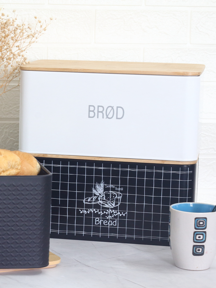 北欧竹盖面包箱简约铁盒储物盒桌面化妆品收纳箱创意吐司收纳盒