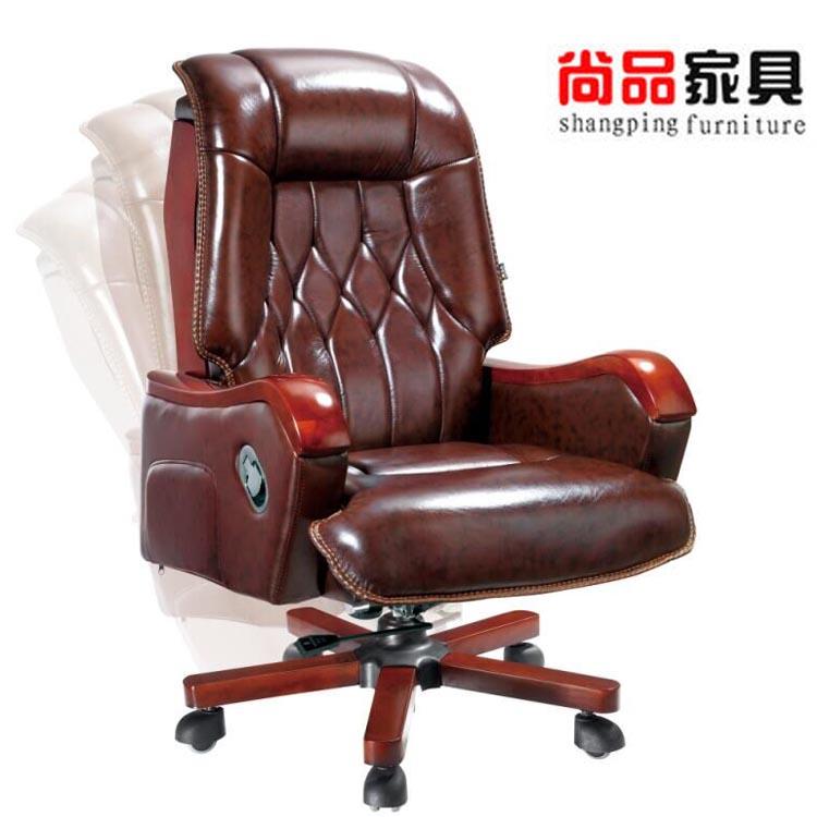 正品尚品 老板椅真皮椅子可躺双层坐垫电脑椅家用人体高靠背办公