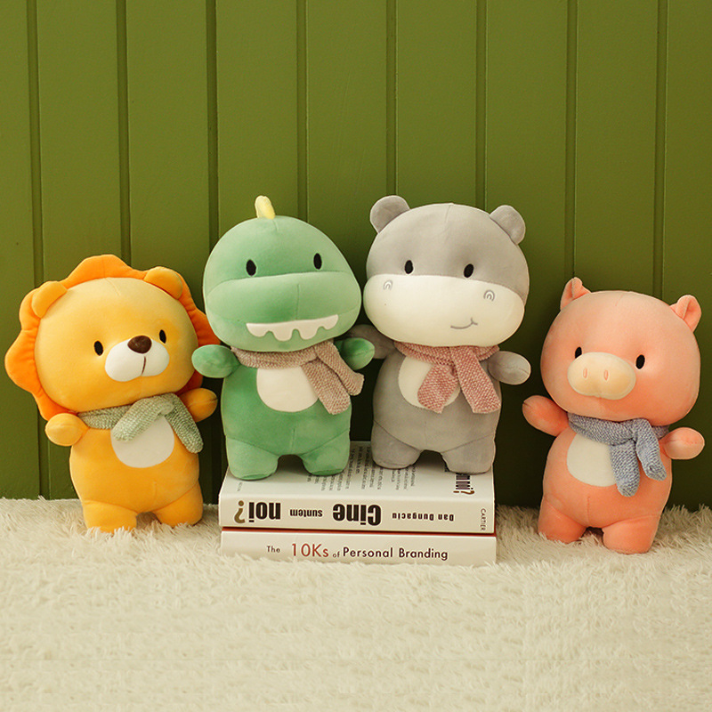 23cm New Lovely Piggy Hippo Dinosaur Lion Plush Toys Cute An