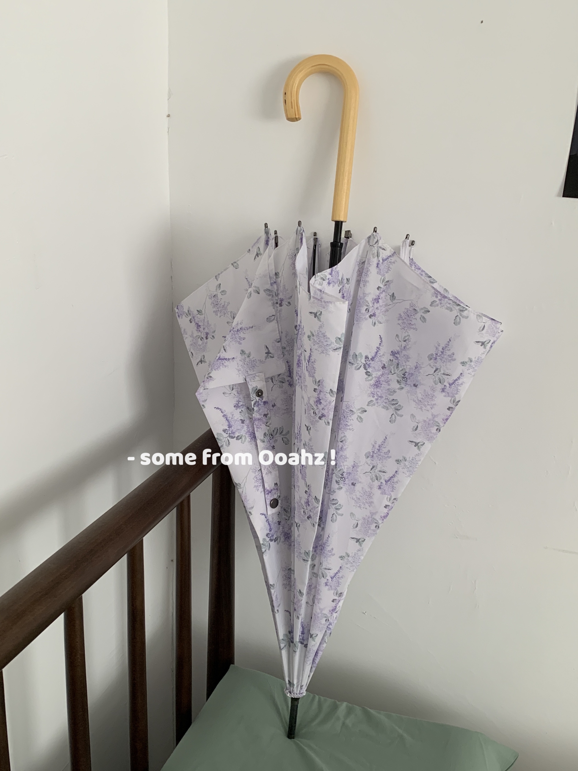 《紫藤萝》ooahz定制~适合拍照木柄直杆伞 温婉气质碎花长柄雨伞