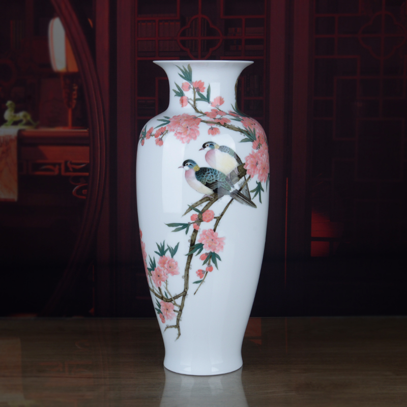 醴陵新世纪艺术馆中式陶瓷花瓶工笔手绘釉下彩玄关摆件可收藏送礼