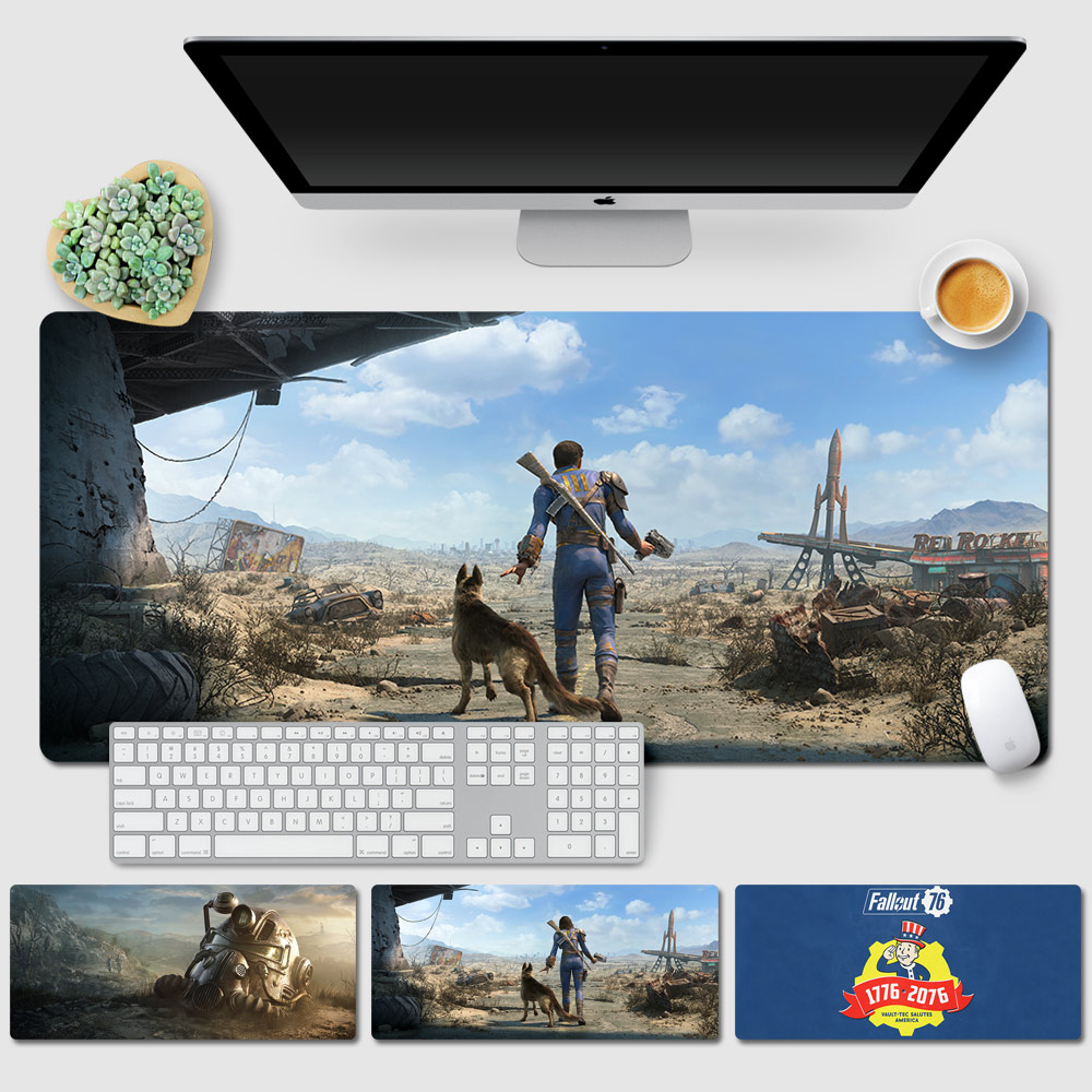 Fallout 4鼠标垫 辐射游戏周边超大胶垫 锁边加厚电脑键盘垫胶垫